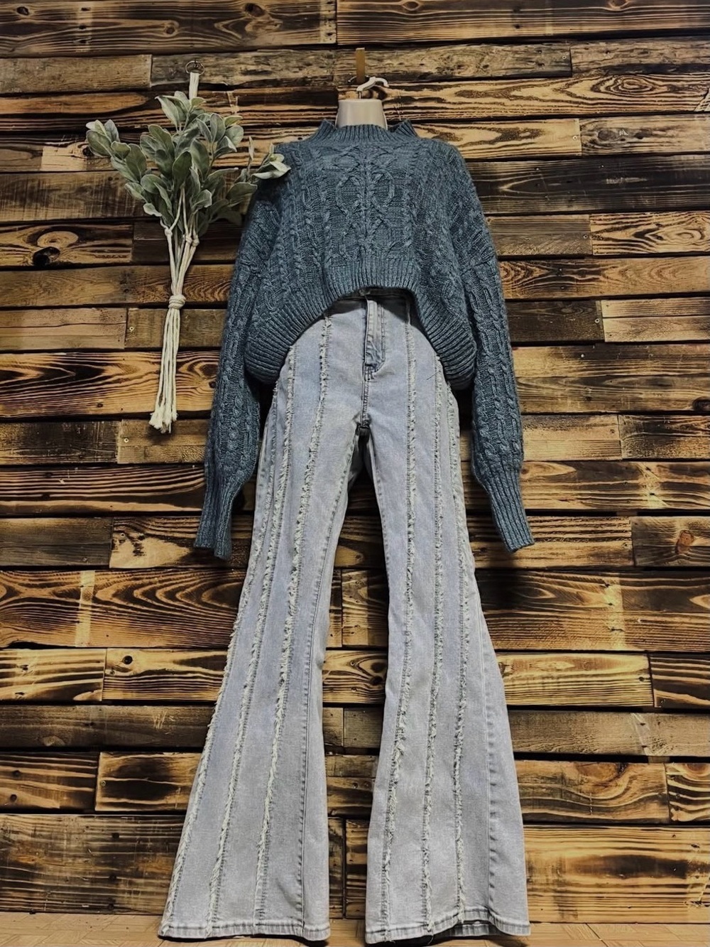 SHEIN fringe bell bottoms